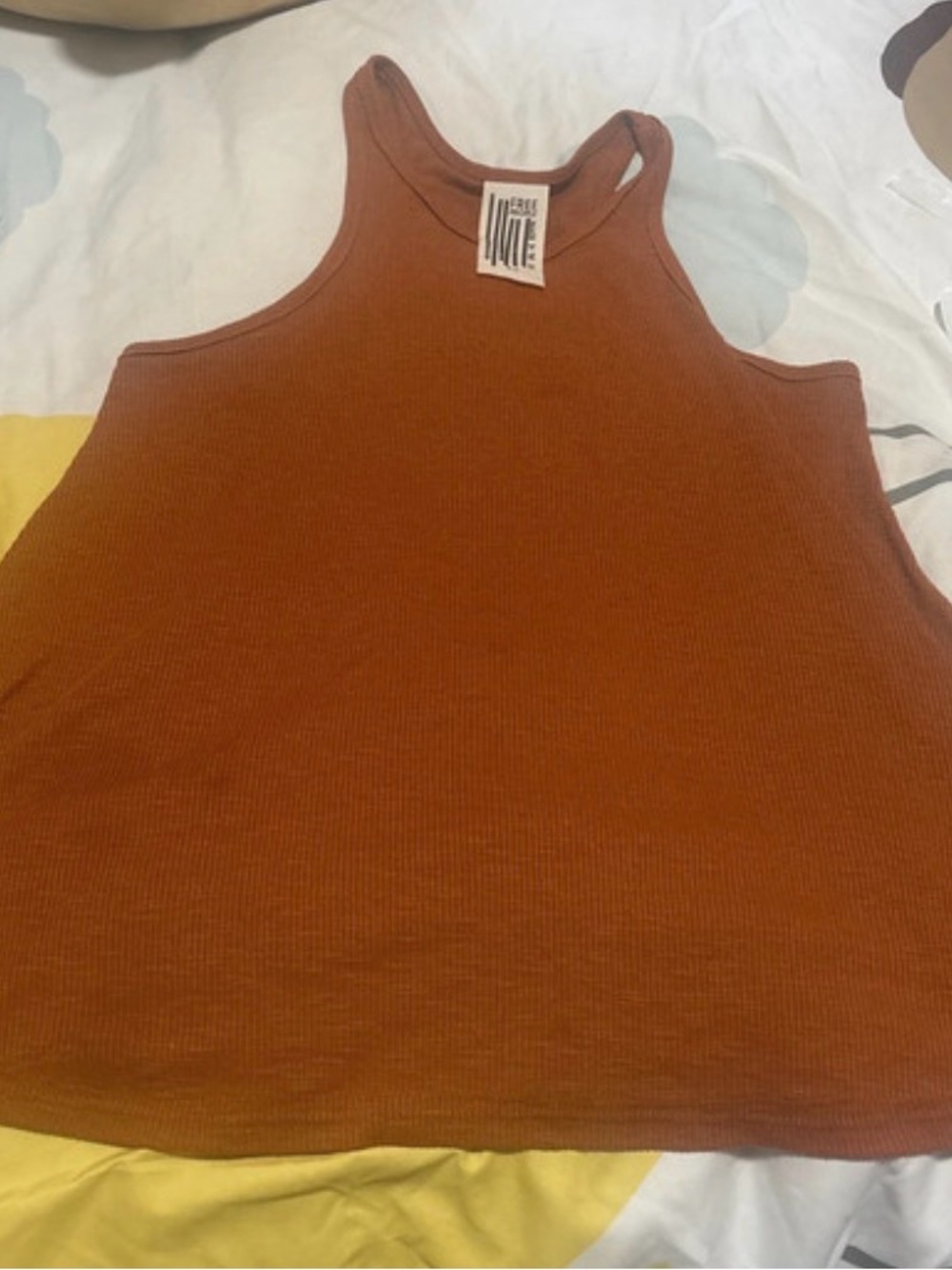Free People Ribbed Racerback Tank Top - Rust Orange
